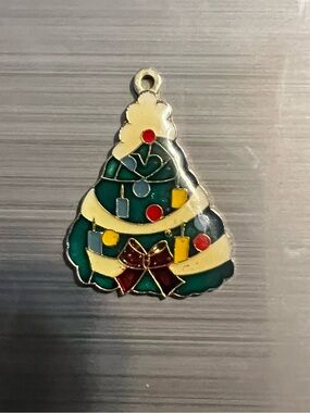 Christmas Tree Enamel Gold Tone Bangle Pendant charm Necklace Pendant Charm